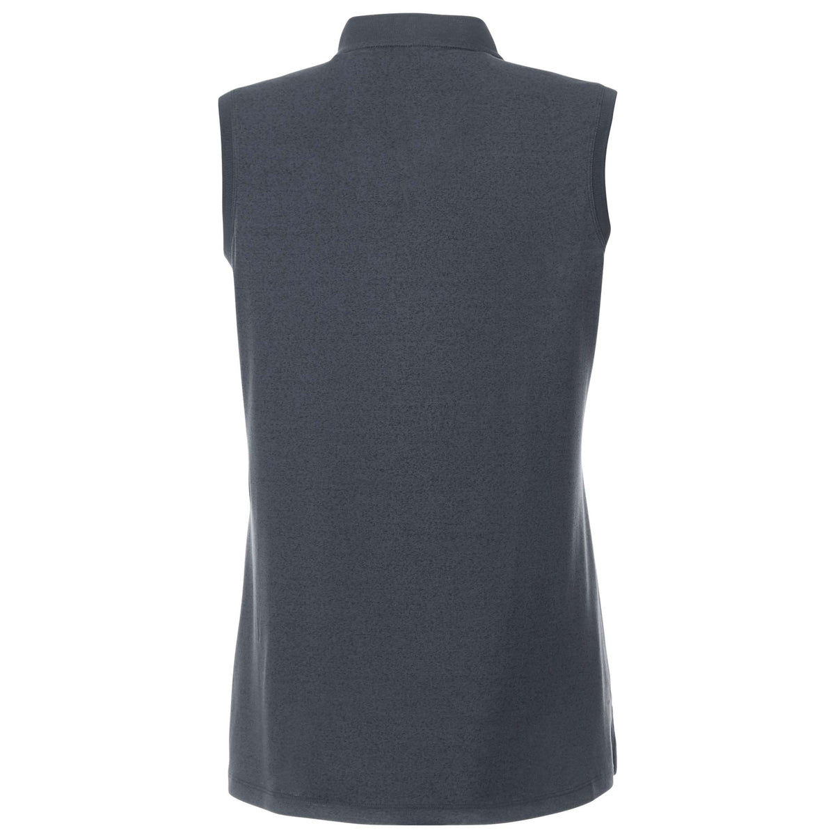 Kinport Sleeveless Zip Polo with Stand Collar for Women Transfer - Black Smoke Heather - Back Flat