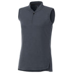 Kinport Sleeveless Zip Polo with Stand Collar for Women Transfer - Black Smoke Heather - Front Flat