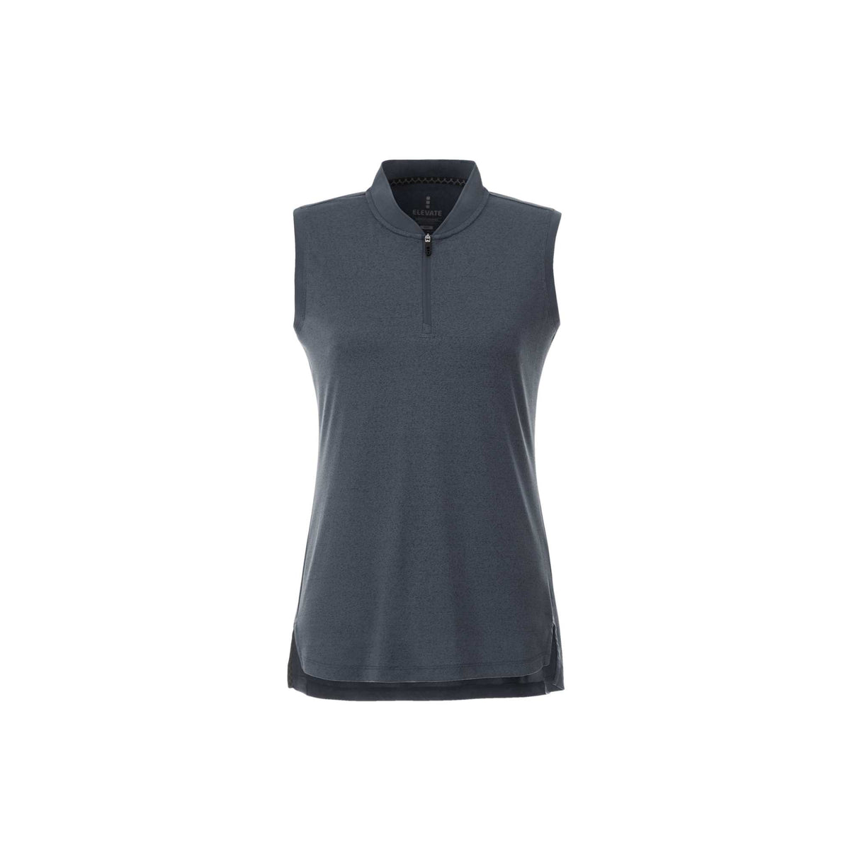 Kinport Sleeveless Zip Polo with Stand Collar for Women Transfer - Black Smoke Heather - Front
