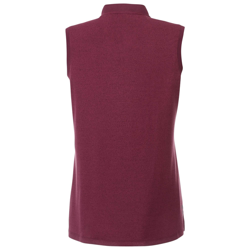 Kinport Sleeveless Zip Polo with Stand Collar for Women Transfer - Maroon Heather - Back Flat