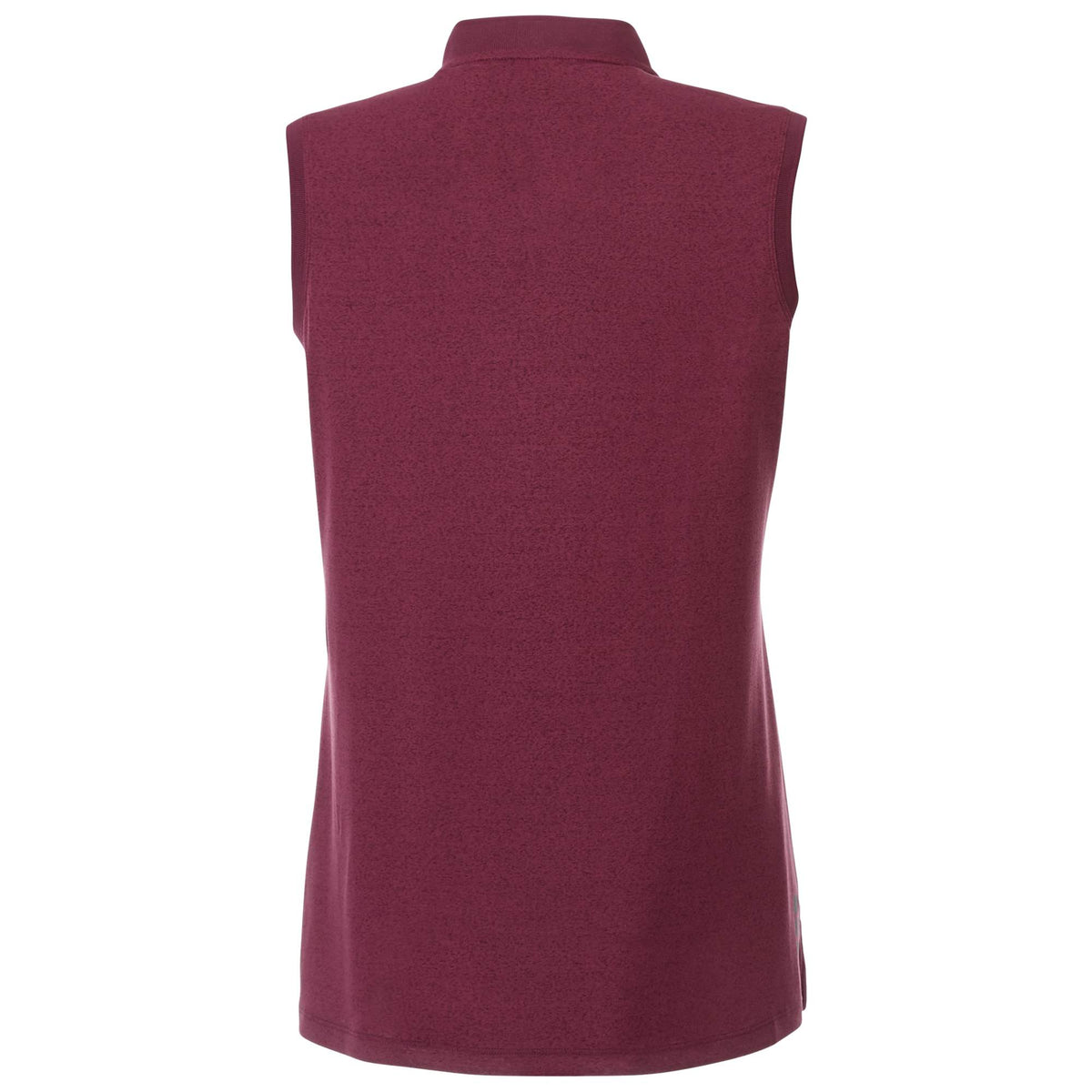 Kinport Sleeveless Zip Polo with Stand Collar for Women Transfer - Maroon Heather - Back Flat