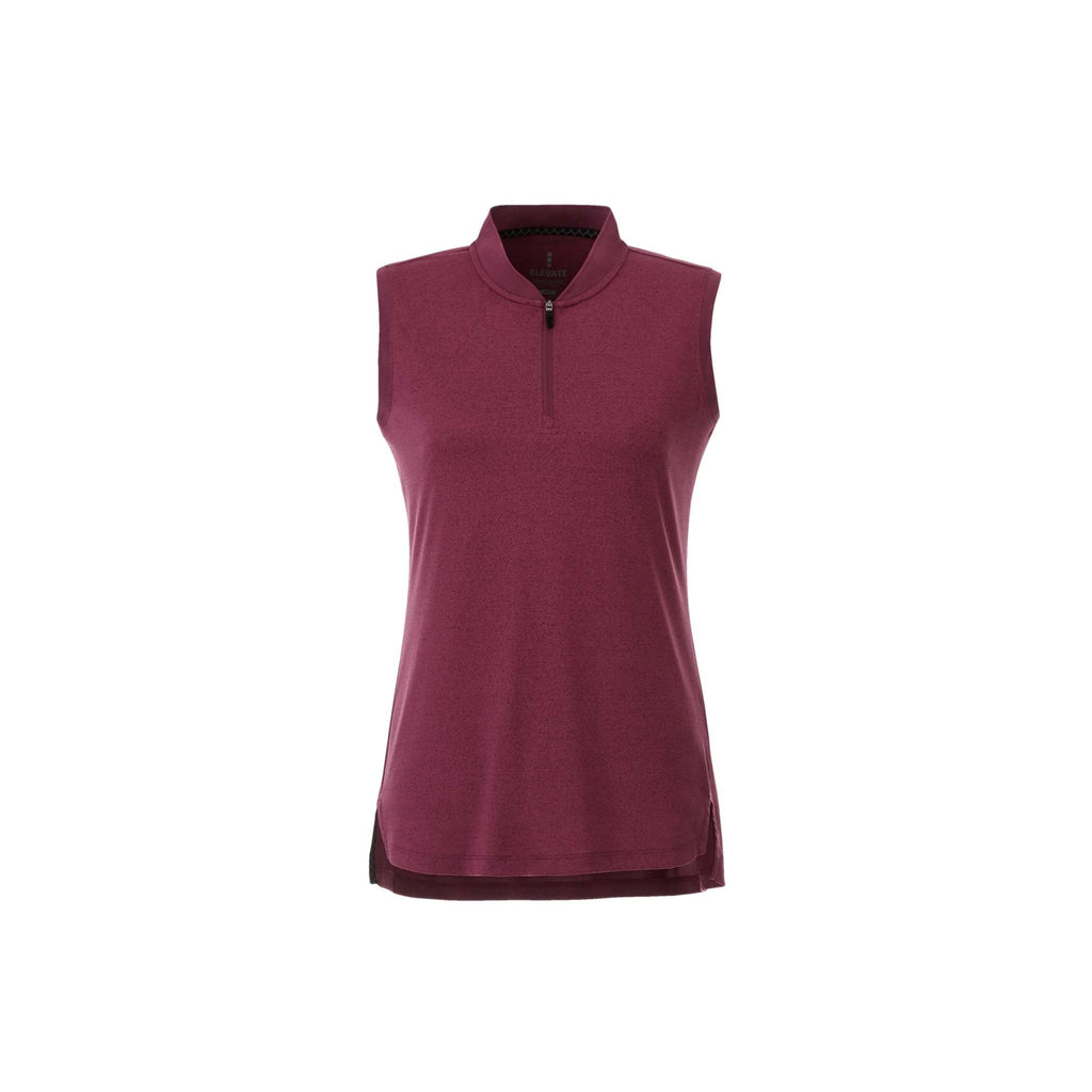 Kinport Sleeveless Zip Polo with Stand Collar for Women Transfer - Maroon Heather - Front