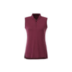 Kinport Sleeveless Zip Polo with Stand Collar for Women Transfer - Maroon Heather - Front