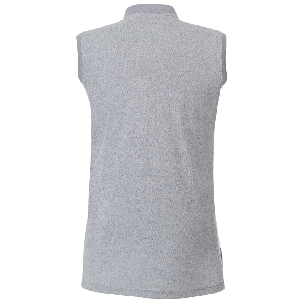Kinport Sleeveless Zip Polo with Stand Collar for Women Transfer - Silver Heather - Back Flat 2