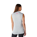 Kinport Sleeveless Zip Polo with Stand Collar for Women Transfer - Silver Heather - Back Flat