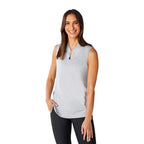 Kinport Sleeveless Zip Polo with Stand Collar for Women Transfer - Silver Heather - Front Flat
