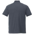 Kinport Zip Stand Collar Performance Polo for Men Embroidery - Black Smoke Heather - Back Flat