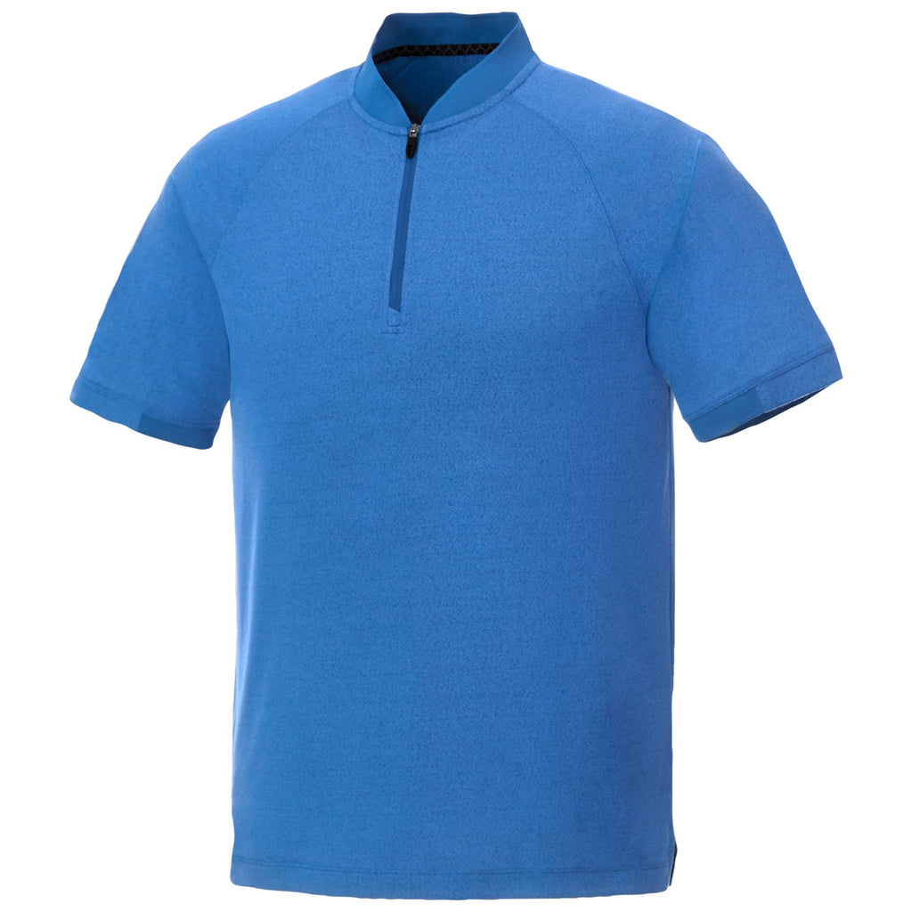 Kinport Zip Stand Collar Performance Polo for Men Embroidery - Invictus Heather - Flat