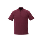 Kinport Zip Stand Collar Performance Polo for Men Embroidery - Maroon Heather - Front