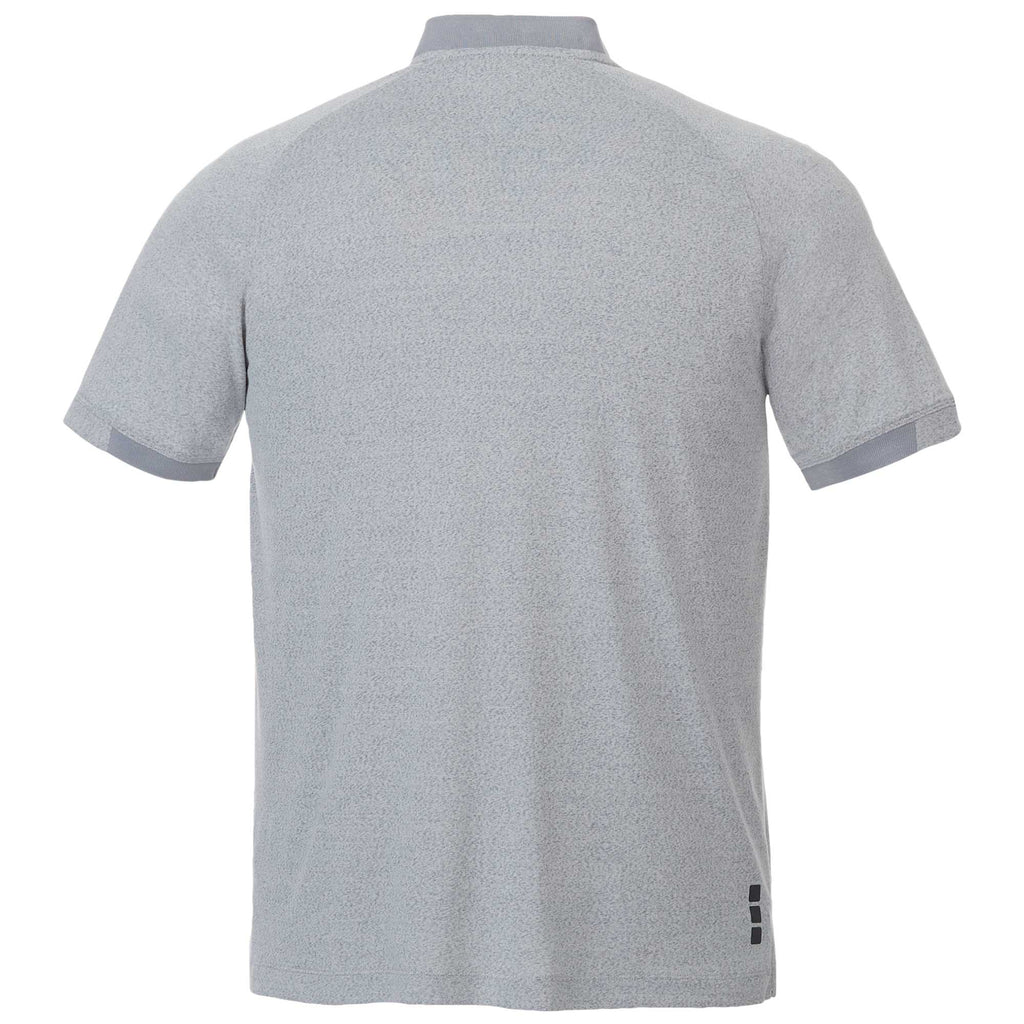 Kinport Zip Stand Collar Performance Polo for Men Embroidery - Silver Heather - Back Flat