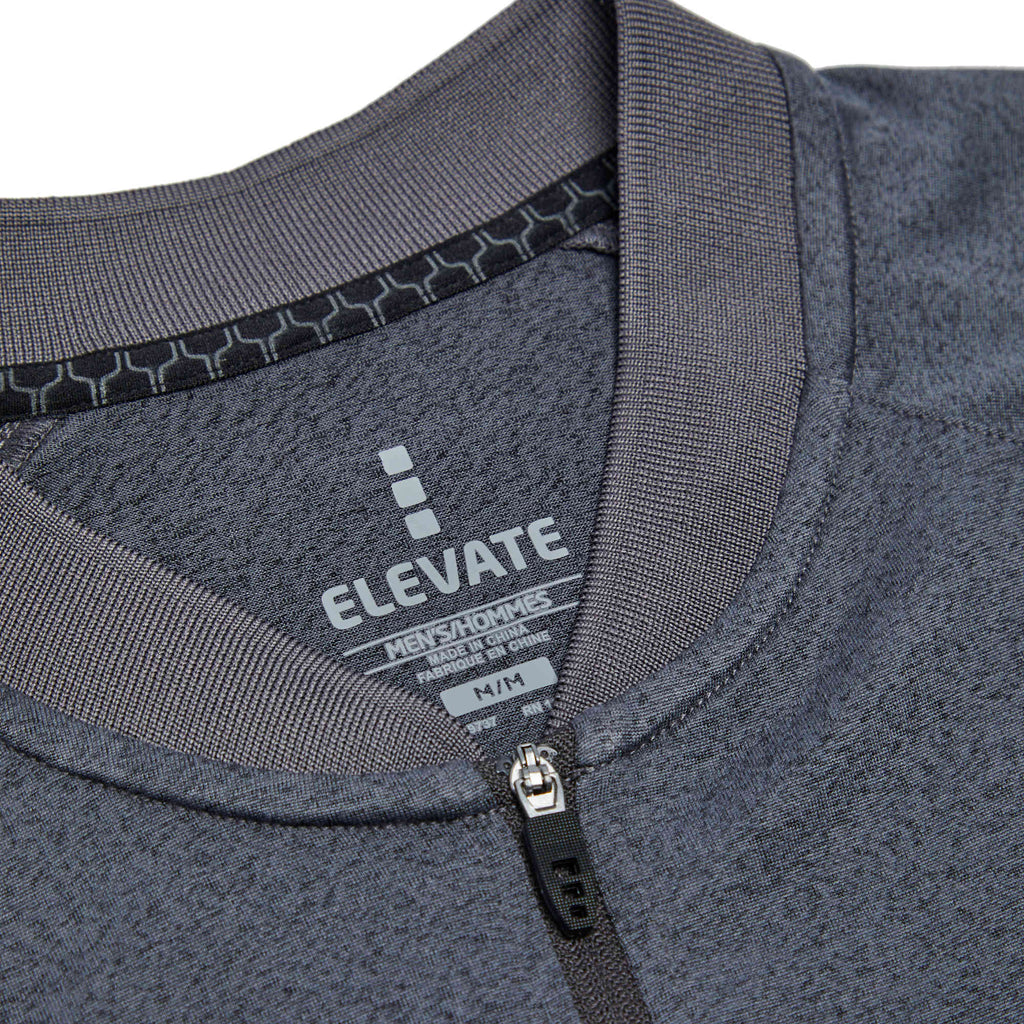 Kinport Zip Stand Collar Performance Polo for Men Transfer - Black Smoke Heather - Flat