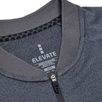 Kinport Zip Stand Collar Performance Polo for Men Transfer - Black Smoke Heather - Flat