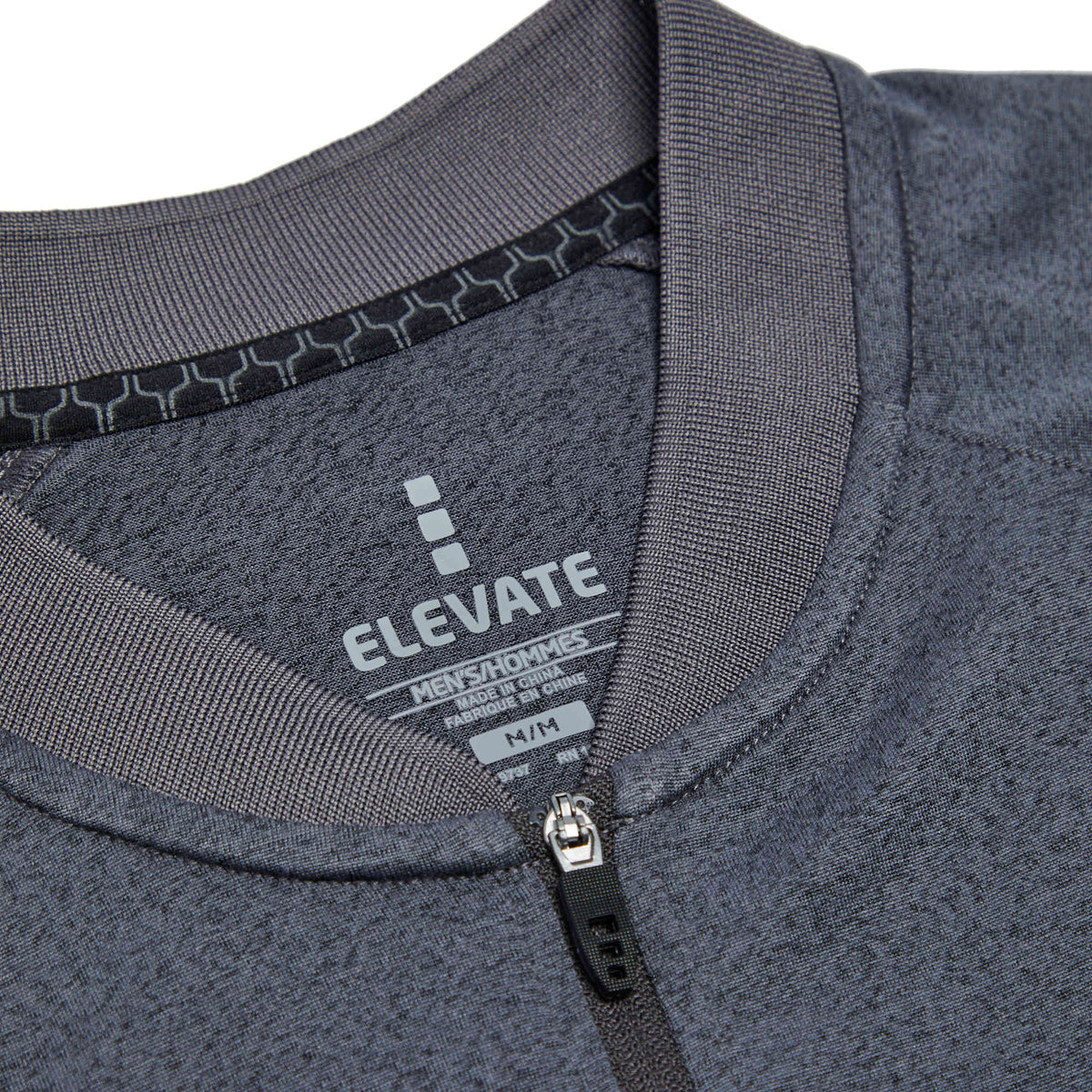 Kinport Zip Stand Collar Performance Polo for Men Transfer - Black Smoke Heather - Flat