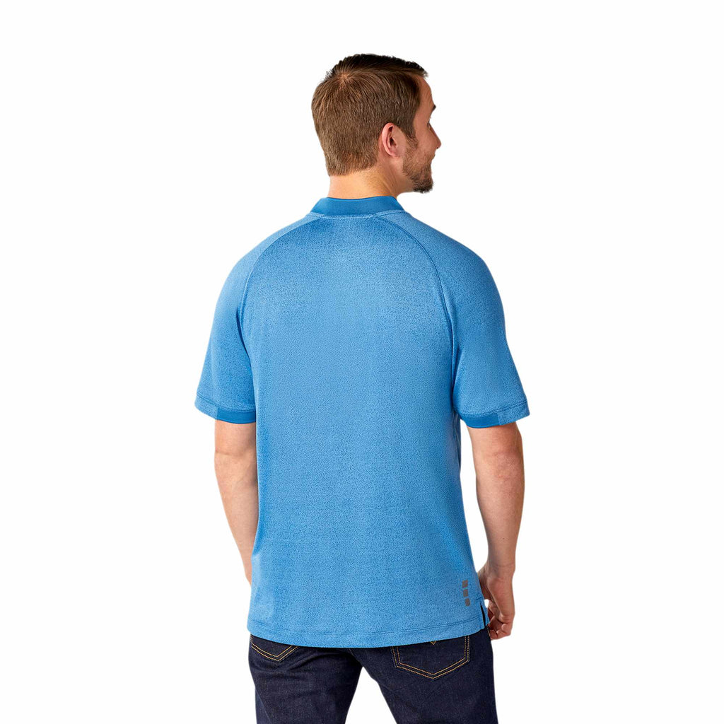 Kinport Zip Stand Collar Performance Polo for Men Transfer - Invictus Heather - Back Flat