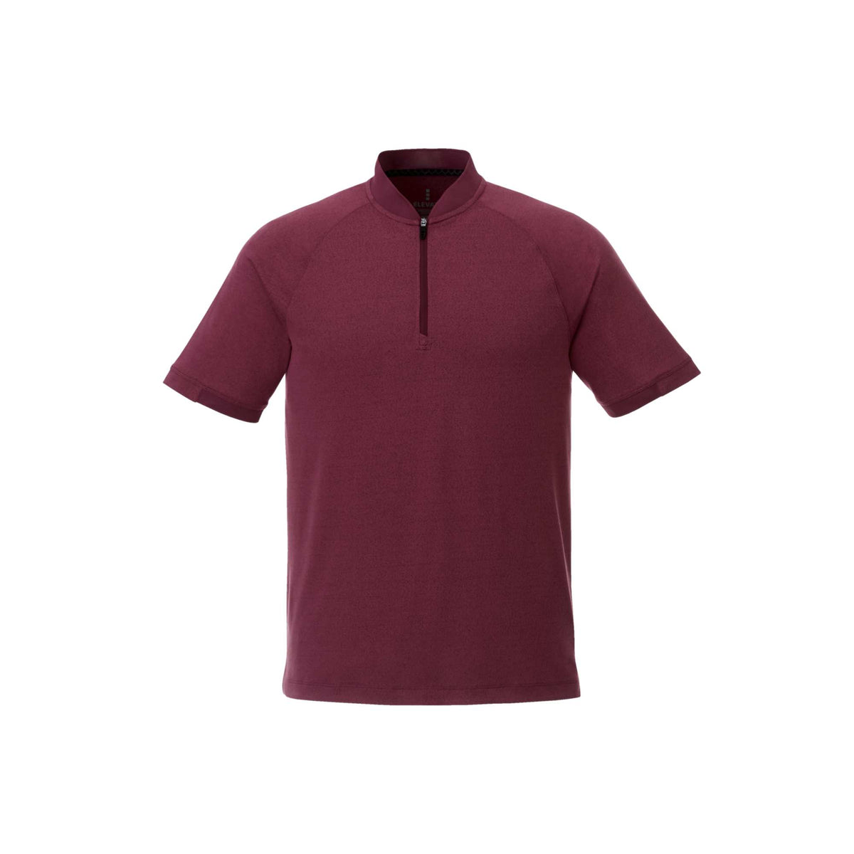 Kinport Zip Stand Collar Performance Polo for Men Transfer - Maroon Heather - Front