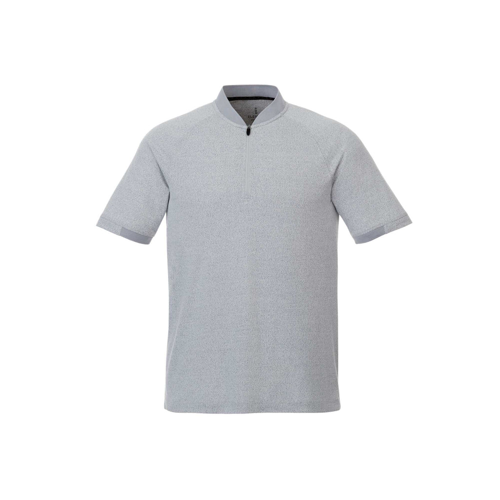 Kinport Zip Stand Collar Performance Polo for Men Transfer - Silver Heather - Front