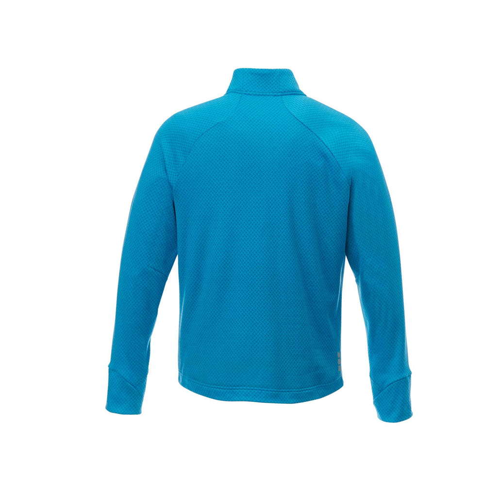 Kirkwood Textured Knit Jacket for Men Embroidery - Aspen Blue - Back Flat