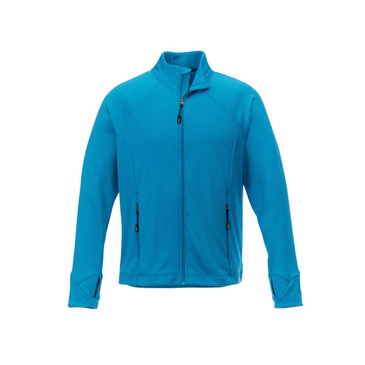 Kirkwood Textured Knit Jacket for Men Embroidery - Aspen Blue - Front Flat