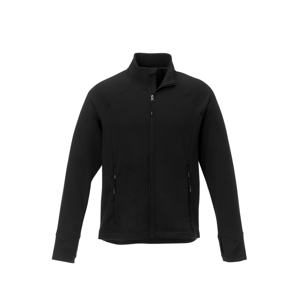 Kirkwood Textured Knit Jacket for Men Embroidery - Black - Front Flat