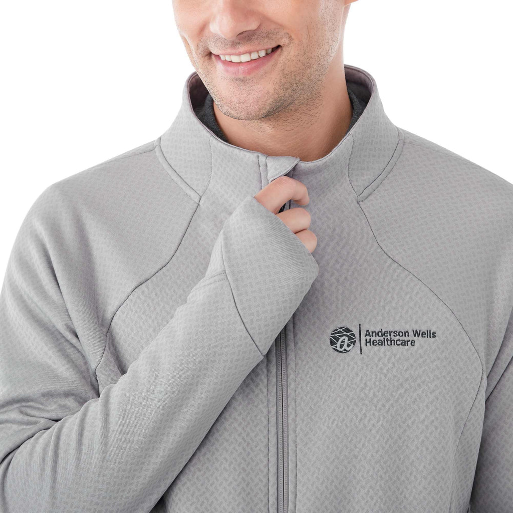 Kirkwood Textured Knit Jacket for Men Embroidery - Silver - Flat 2