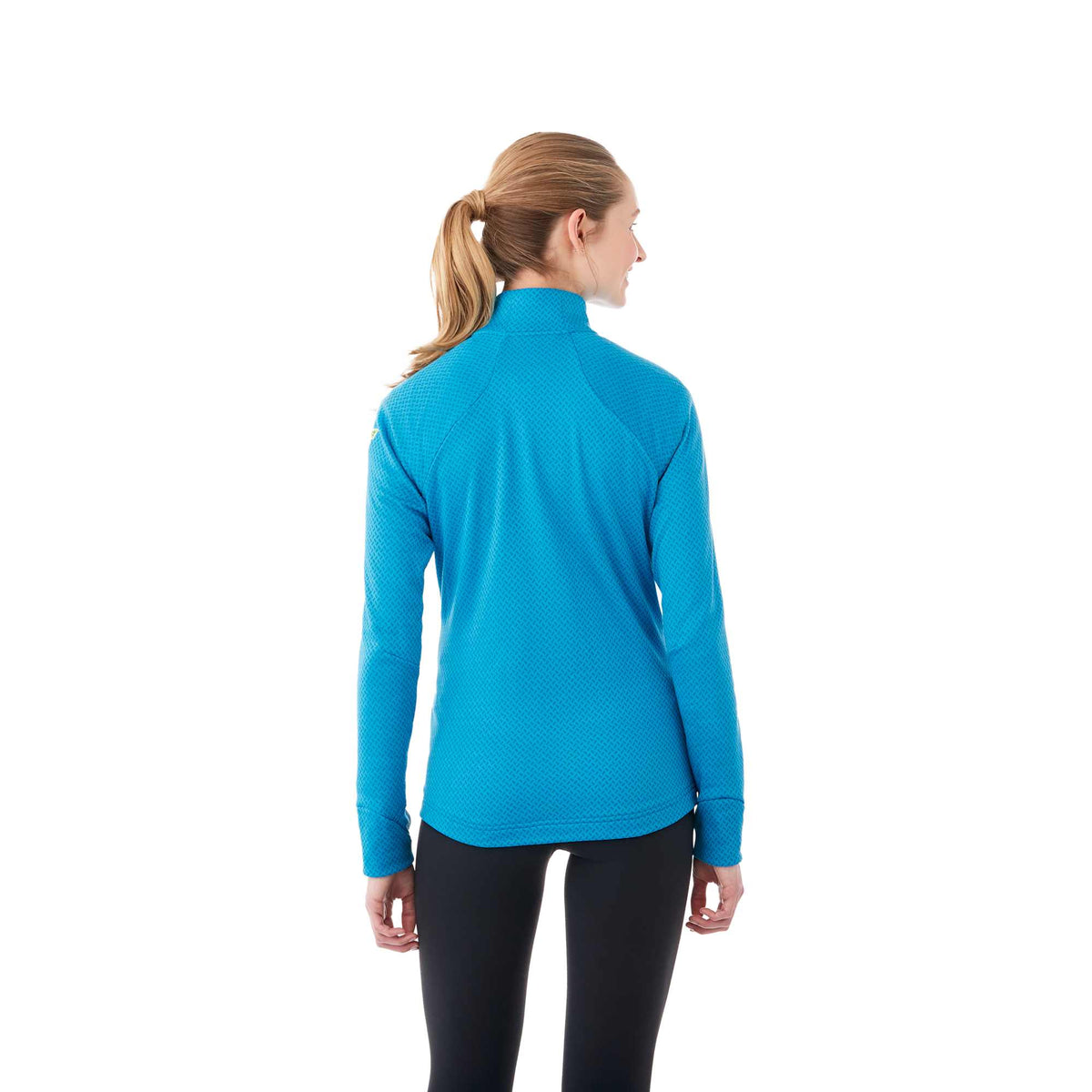 Kirkwood Textured Knit Jacket for Women Embroidery - Aspen Blue - Back Flat 2