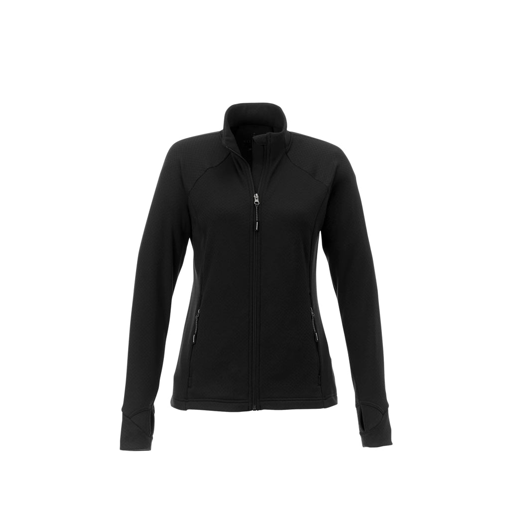 Kirkwood Textured Knit Jacket for Women Embroidery - Black - Front Flat