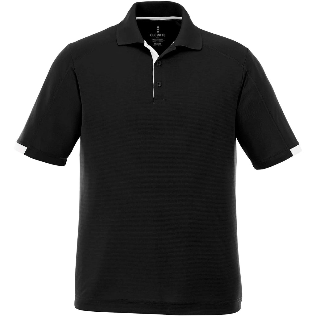Kiso Short Sleeve Performance Polo with Coverstitching for Men Debossing - Black/White - Front