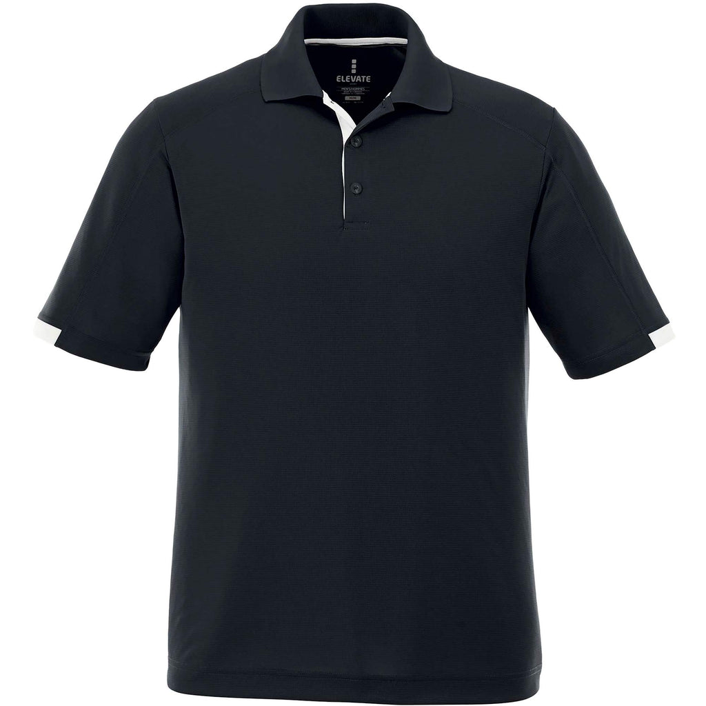 Kiso Short Sleeve Performance Polo with Coverstitching for Men Debossing - Navy/White - Front