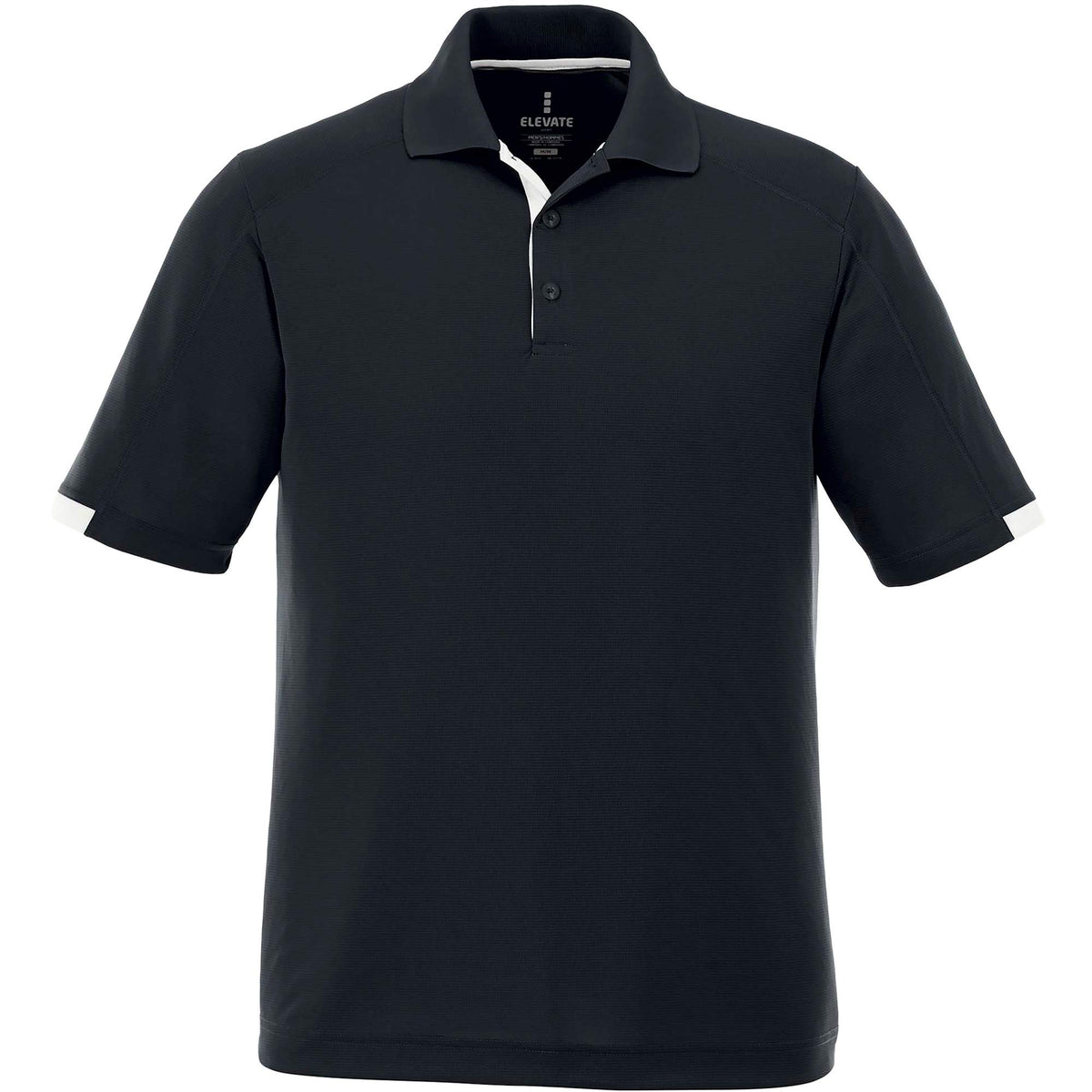 Kiso Short Sleeve Performance Polo with Coverstitching for Men Debossing - Navy/White - Front