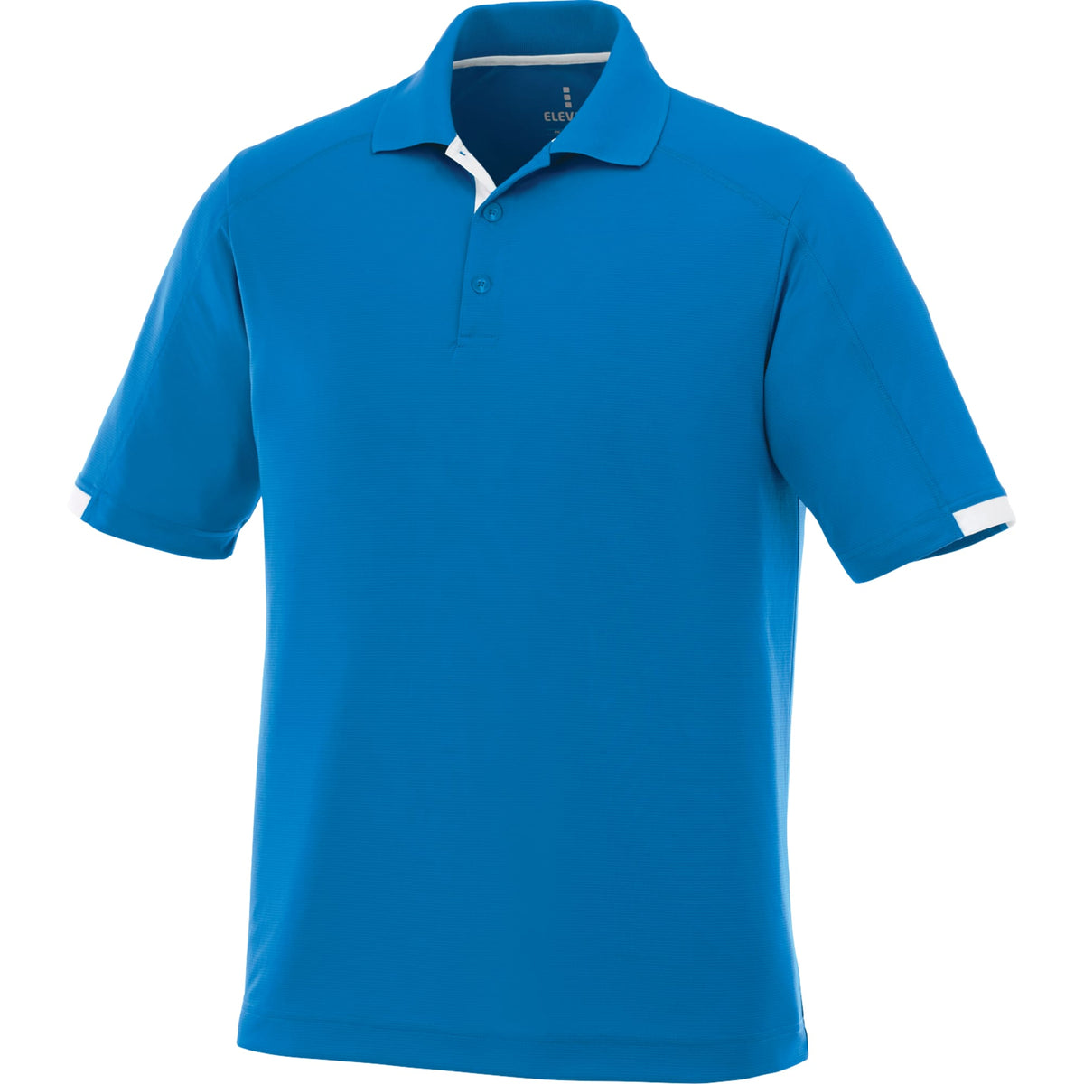 Kiso Short Sleeve Performance Polo with Coverstitching for Men Debossing - Olympic Blue/White - Front Flat