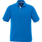 Kiso Short Sleeve Performance Polo with Coverstitching for Men Debossing - Olympic Blue/White - Front