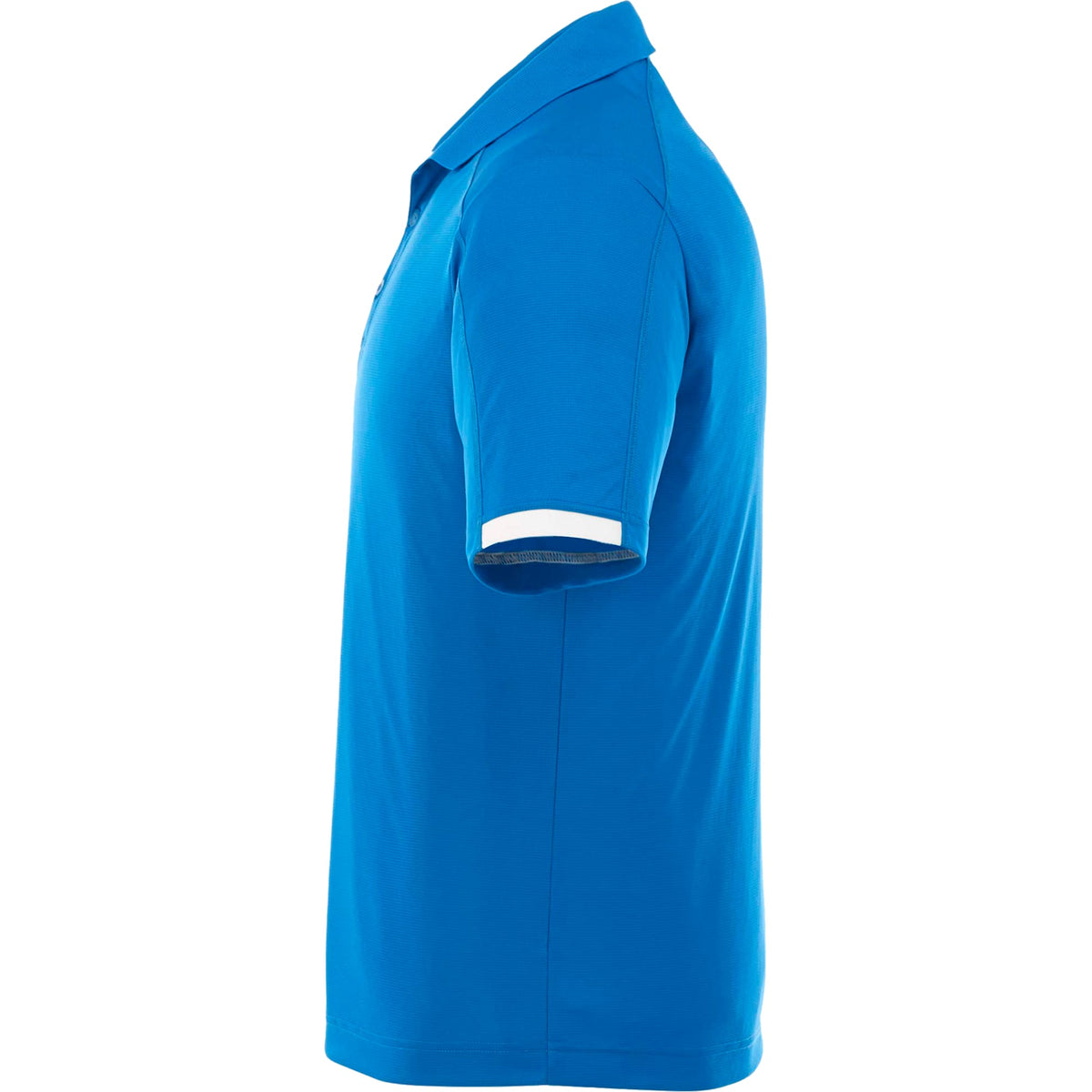 Kiso Short Sleeve Performance Polo with Coverstitching for Men Debossing - Olympic Blue/White - Left Side