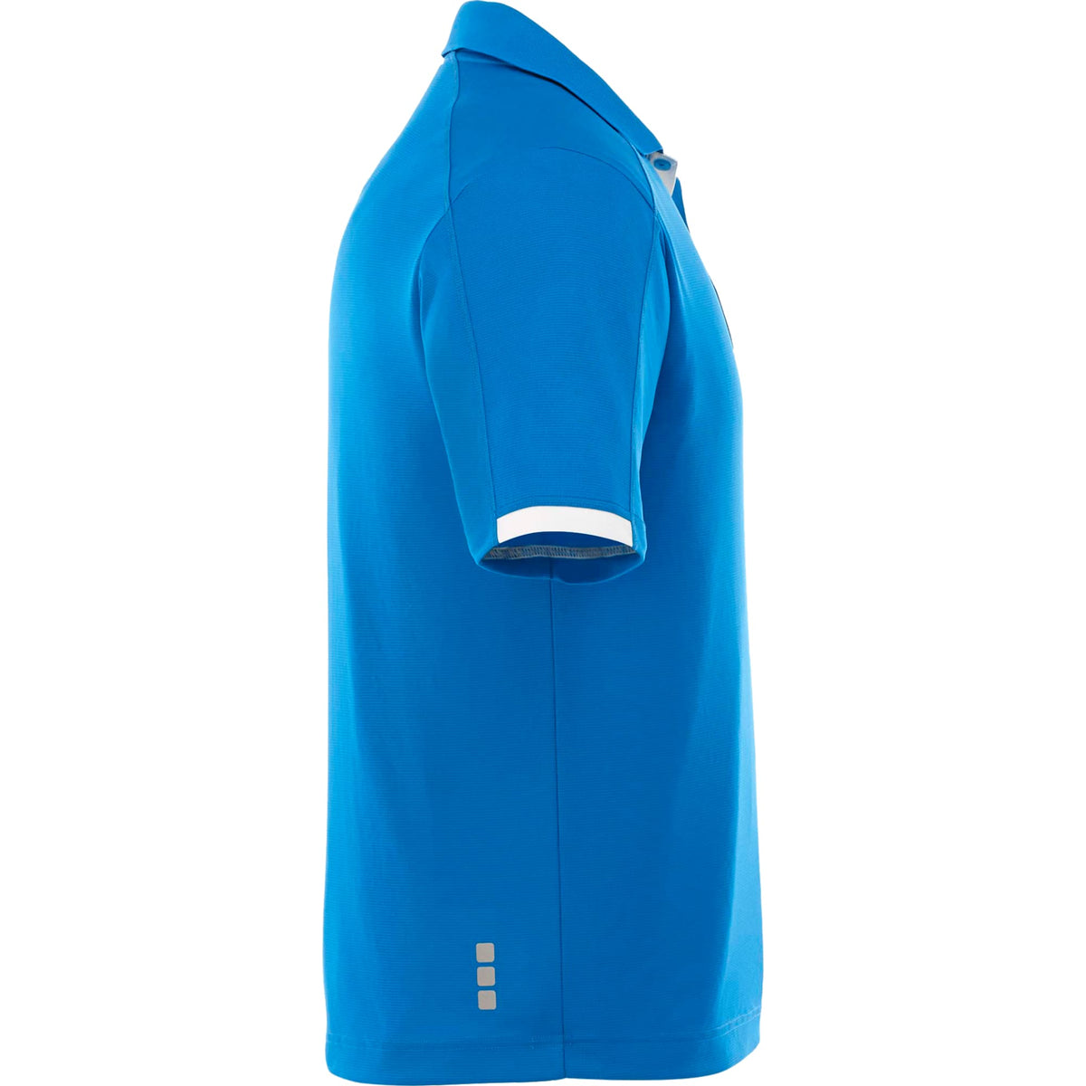 Kiso Short Sleeve Performance Polo with Coverstitching for Men Debossing - Olympic Blue/White - Right Side
