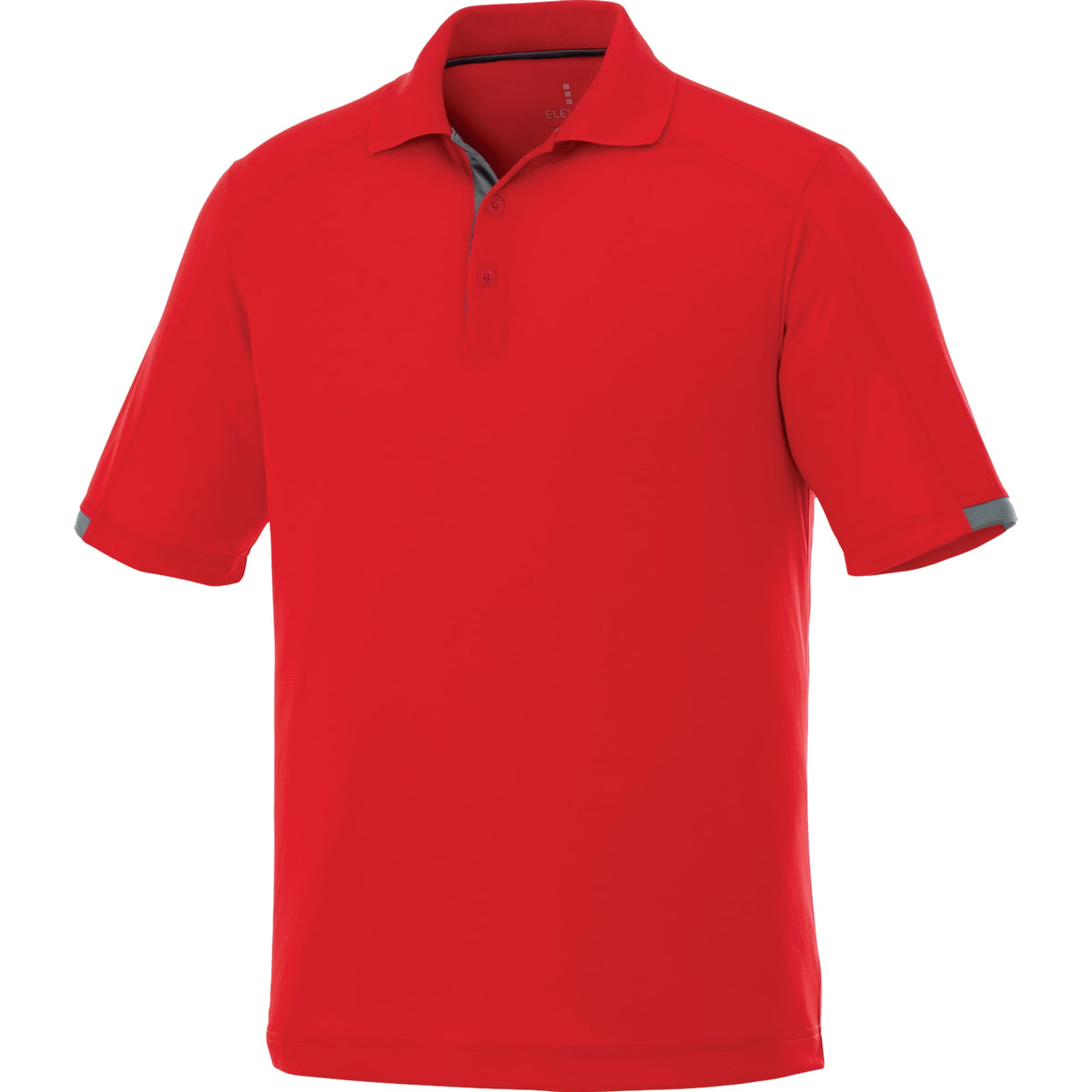 Kiso Short Sleeve Performance Polo with Coverstitching for Men Debossing - Red/Steel Grey - Front Flat