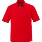 Kiso Short Sleeve Performance Polo with Coverstitching for Men Debossing - Red/Steel Grey - Front