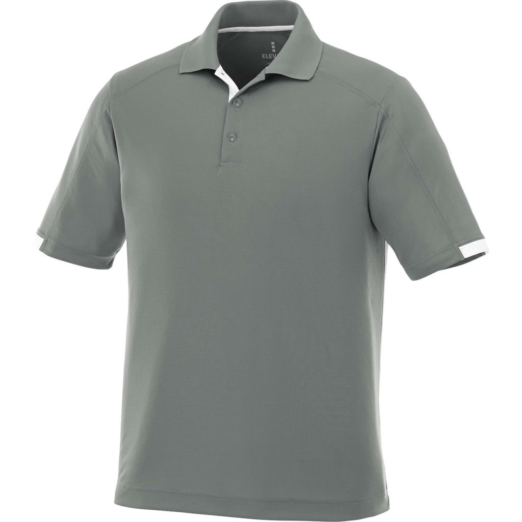 Kiso Short Sleeve Performance Polo with Coverstitching for Men Debossing - Steel Grey/White - Front Flat