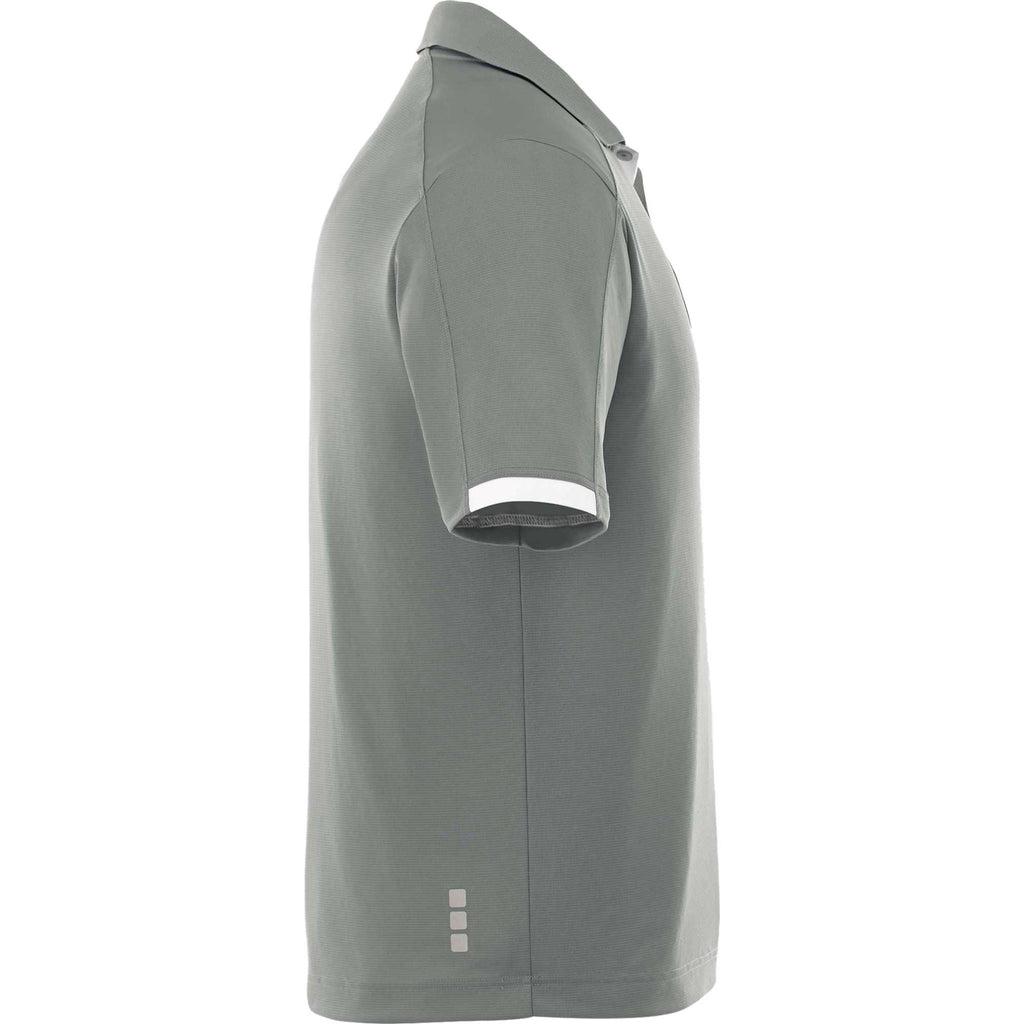 Kiso Short Sleeve Performance Polo with Coverstitching for Men Debossing - Steel Grey/White - Right Side