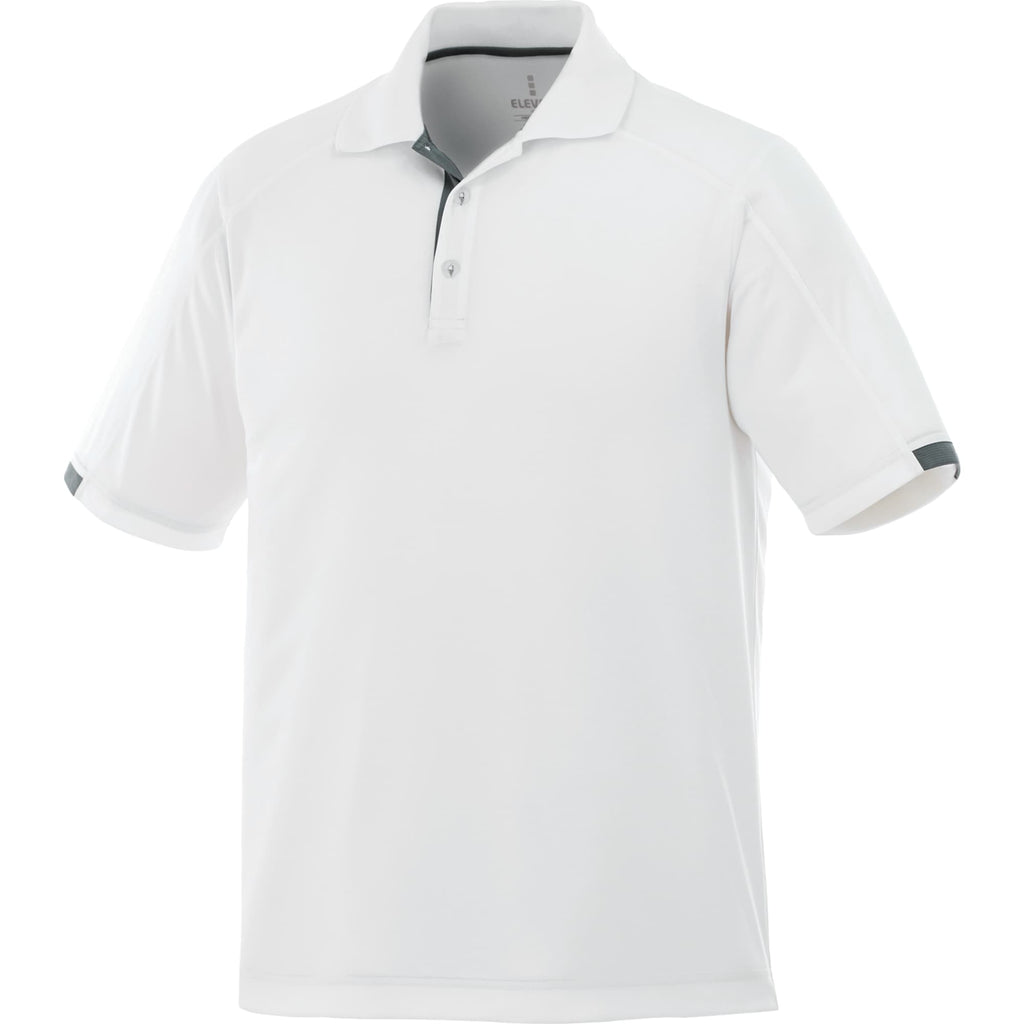 Kiso Short Sleeve Performance Polo with Coverstitching for Men Debossing - White/Steel Grey - Flat