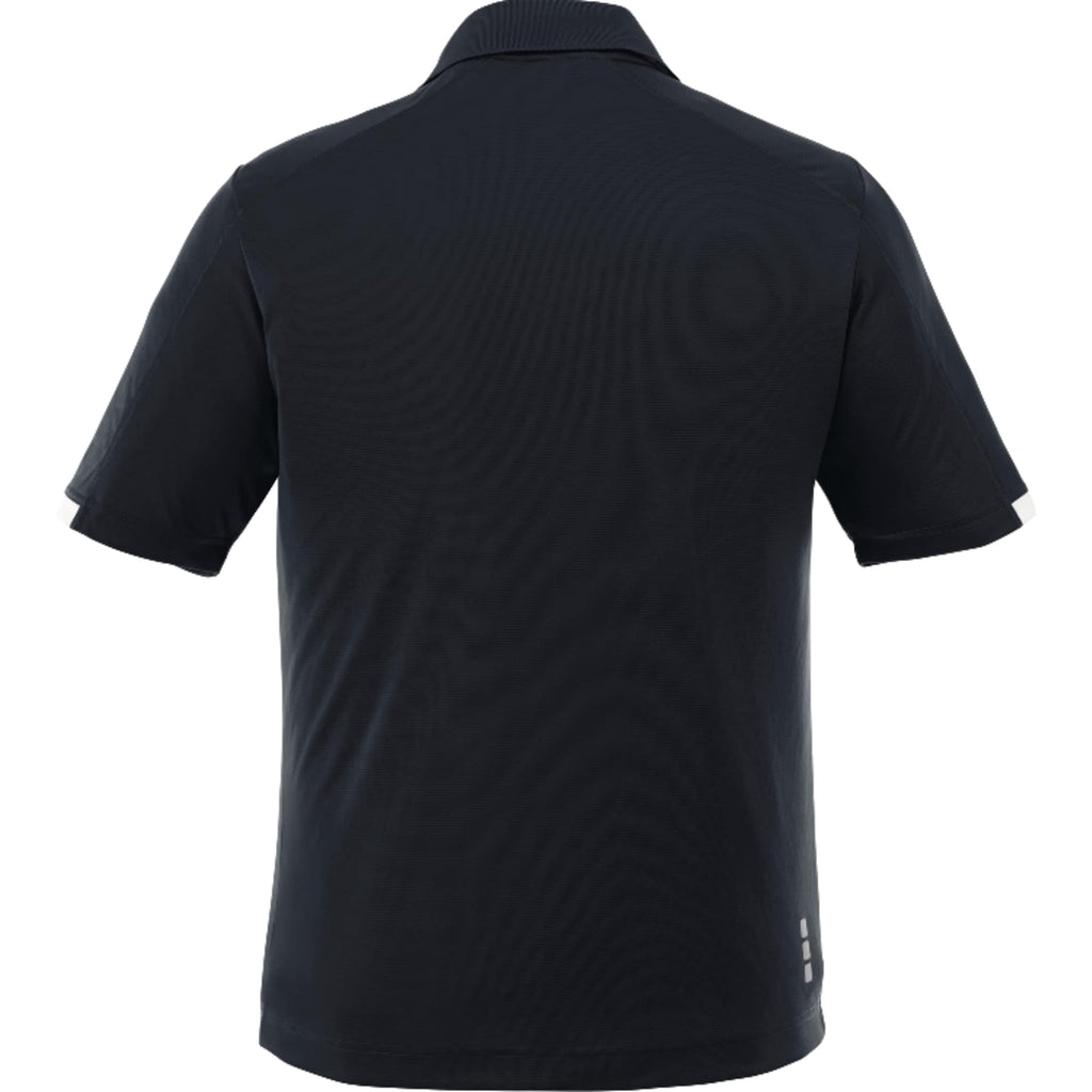Kiso Short Sleeve Performance Polo with Coverstitching for Men Transfer - Navy/White - Back Flat