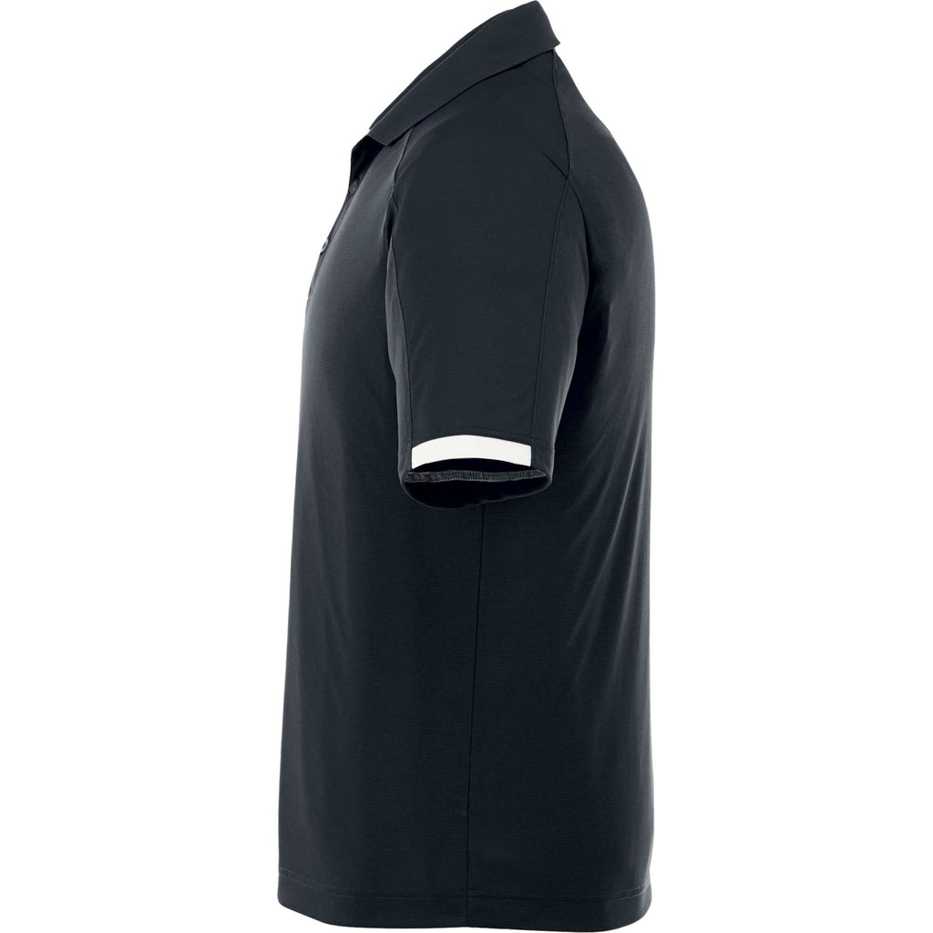 Kiso Short Sleeve Performance Polo with Coverstitching for Men Transfer - Navy/White - Left Side
