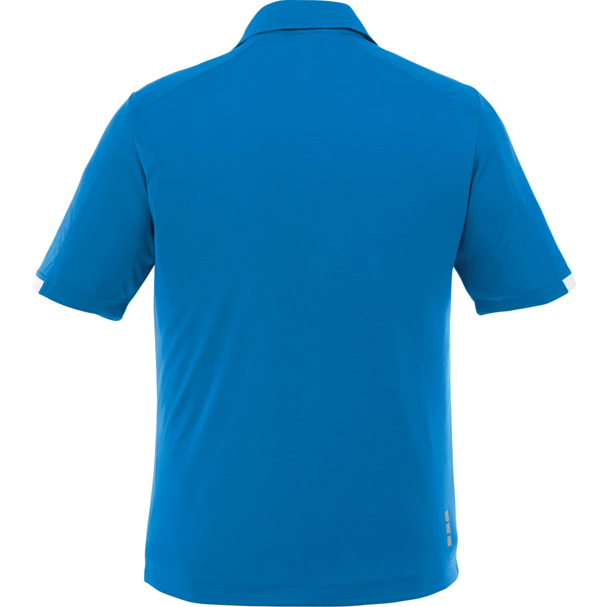 Kiso Short Sleeve Performance Polo with Coverstitching for Men Transfer - Olympic Blue/White - Back Flat