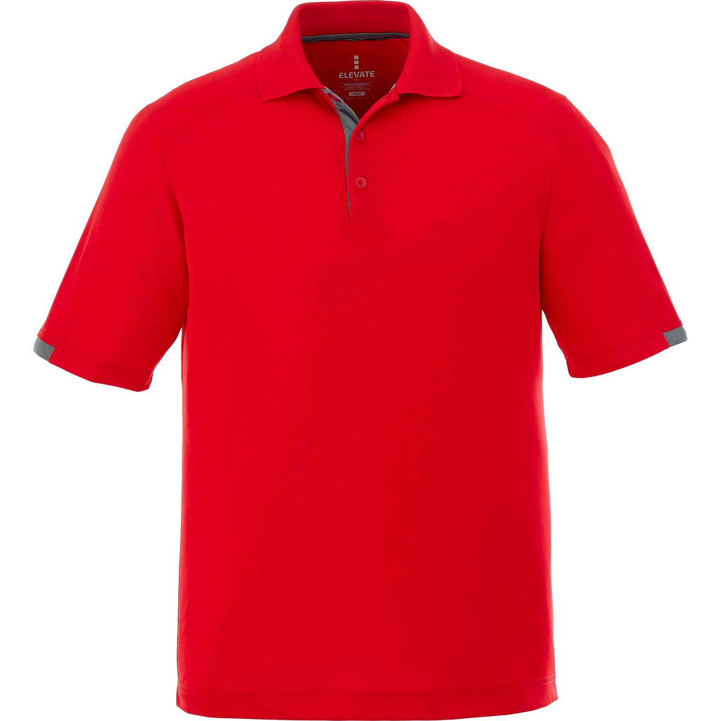 Kiso Short Sleeve Performance Polo with Coverstitching for Men Transfer - Red/Steel Grey - Front