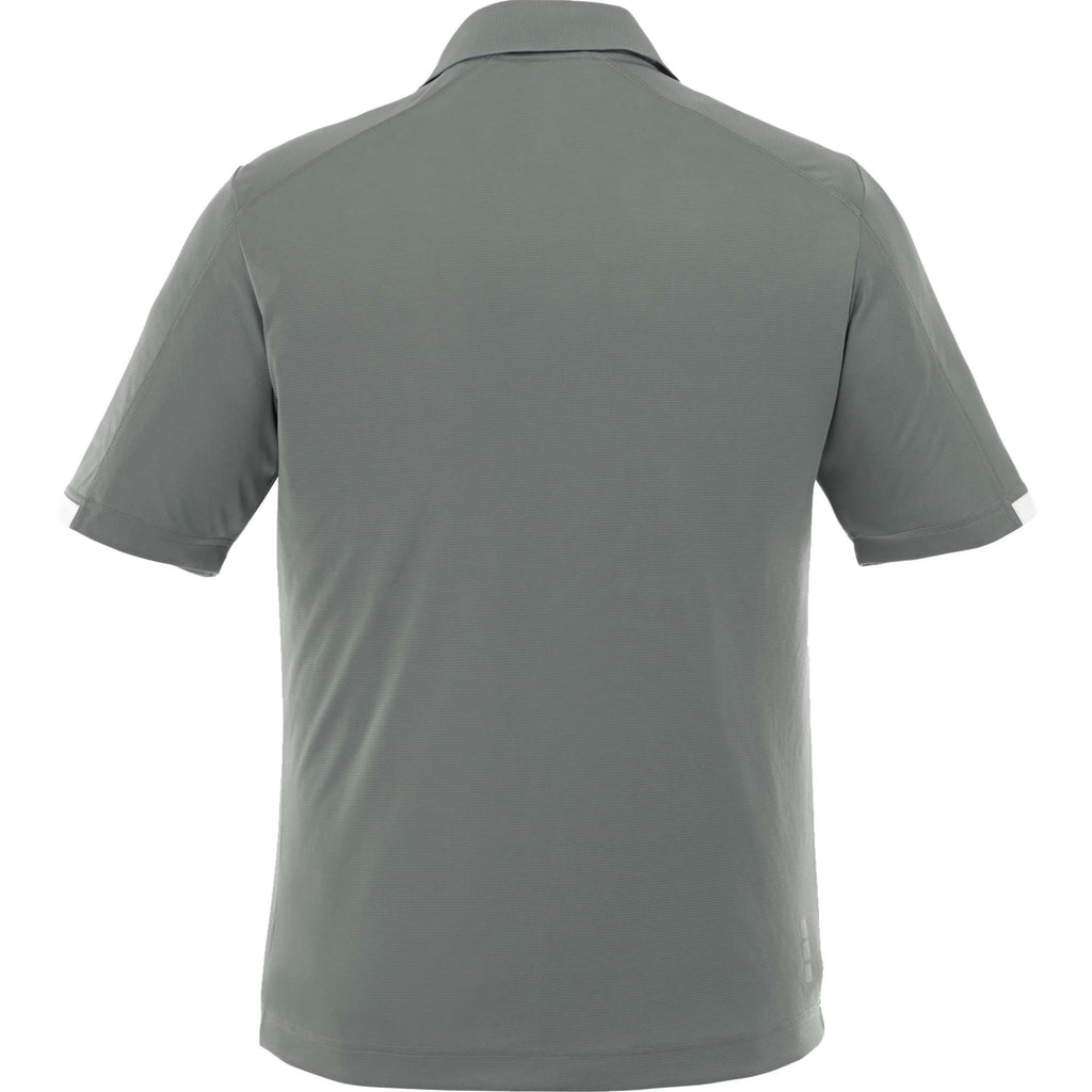 Kiso Short Sleeve Performance Polo with Coverstitching for Men Transfer - Steel Grey/White - Back Flat