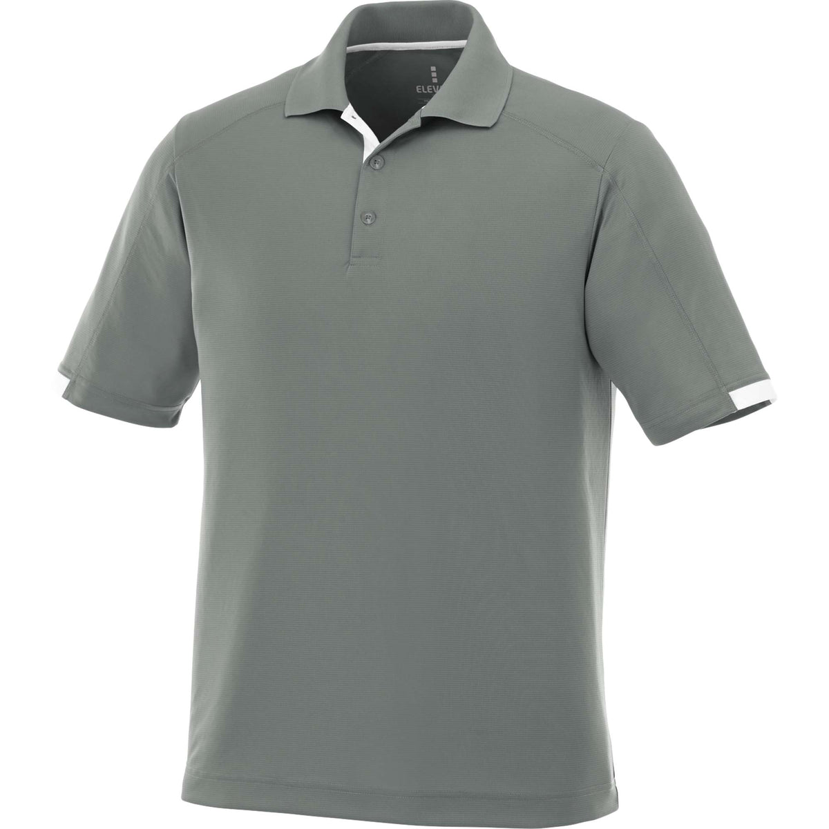 Kiso Short Sleeve Performance Polo with Coverstitching for Men Transfer - Steel Grey/White - Front Flat
