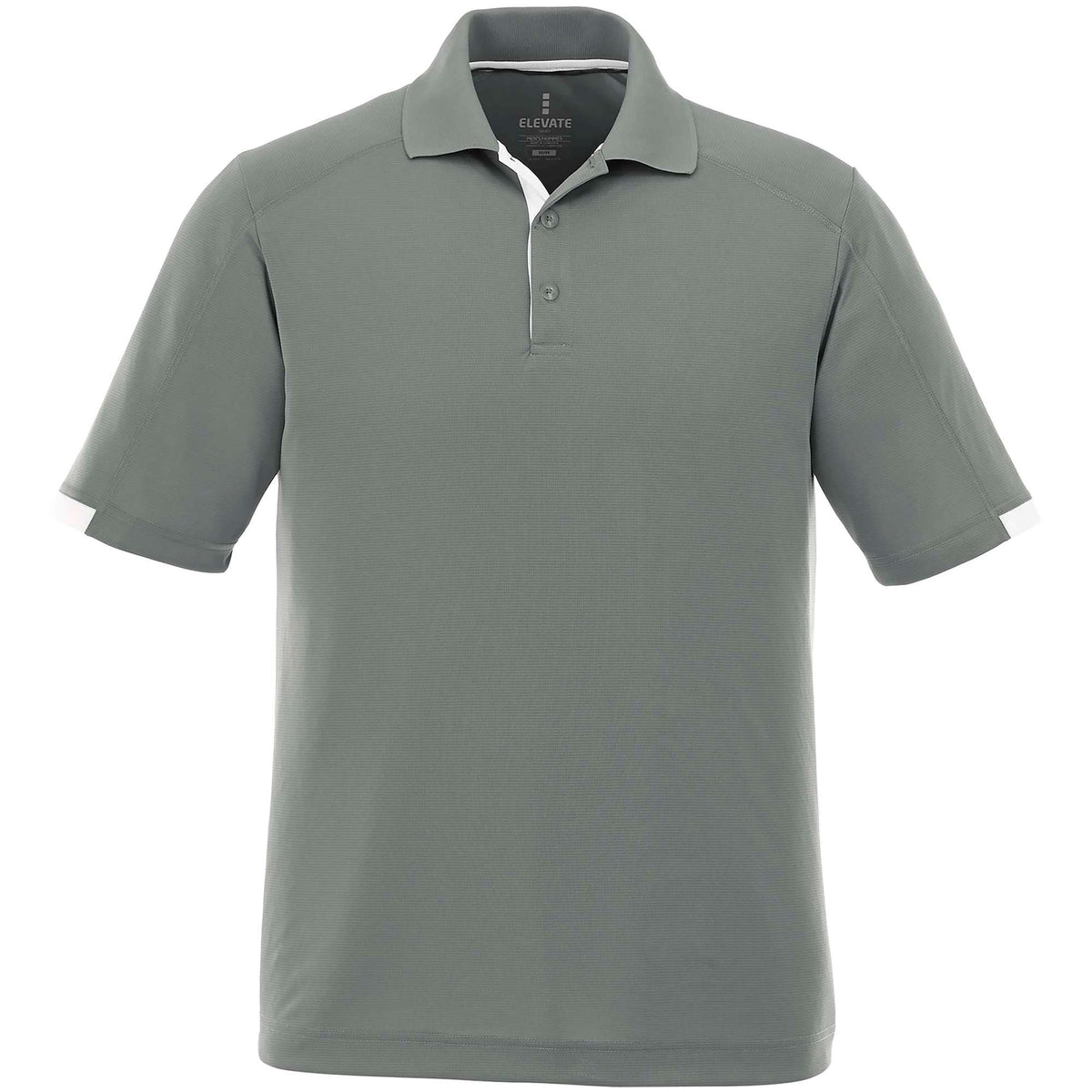Kiso Short Sleeve Performance Polo with Coverstitching for Men Transfer - Steel Grey/White - Front