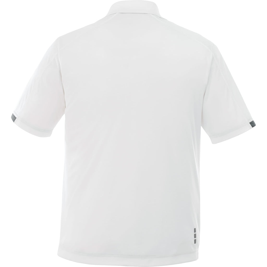Kiso Short Sleeve Performance Polo with Coverstitching for Men Transfer - White/Steel Grey - Back Flat