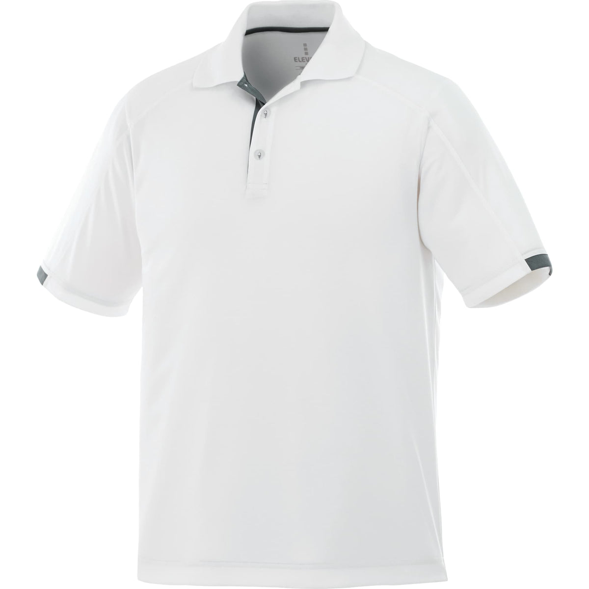 Kiso Short Sleeve Performance Polo with Coverstitching for Men Transfer - White/Steel Grey - Flat