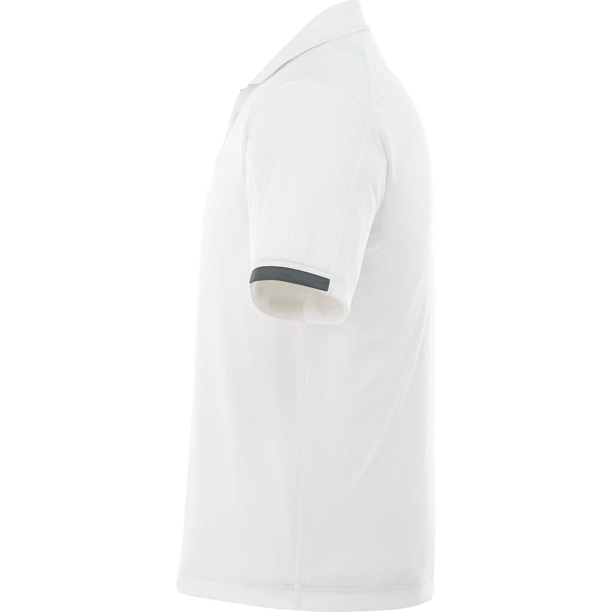 Kiso Short Sleeve Performance Polo with Coverstitching for Men Transfer - White/Steel Grey - Left Side