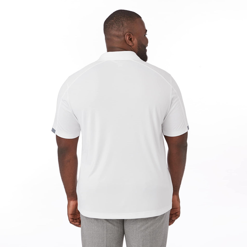Kiso Short Sleeve Performance Polo with Coverstitching for Men Transfer - White/Steel Grey - On Model Back