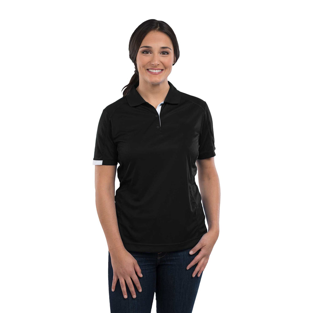 Kiso Two-Tone Performance Polo for Women Debossing - Black/White - On Model